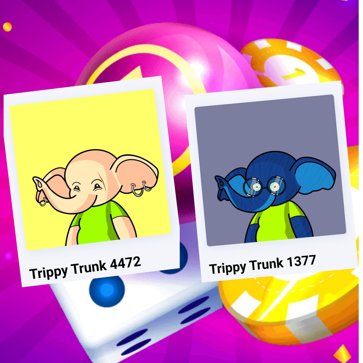 savage_degen_'s tweet photo. 🎟️🎟️🎟️🐘 
Only these 2 Trippy Trunkz are left to buy at the special price of 0.20 #bnb   
ID 1377 
 ID 4472 
🐘🎟️🎟️🎟️ https://t.co/KlRzHzNIaR