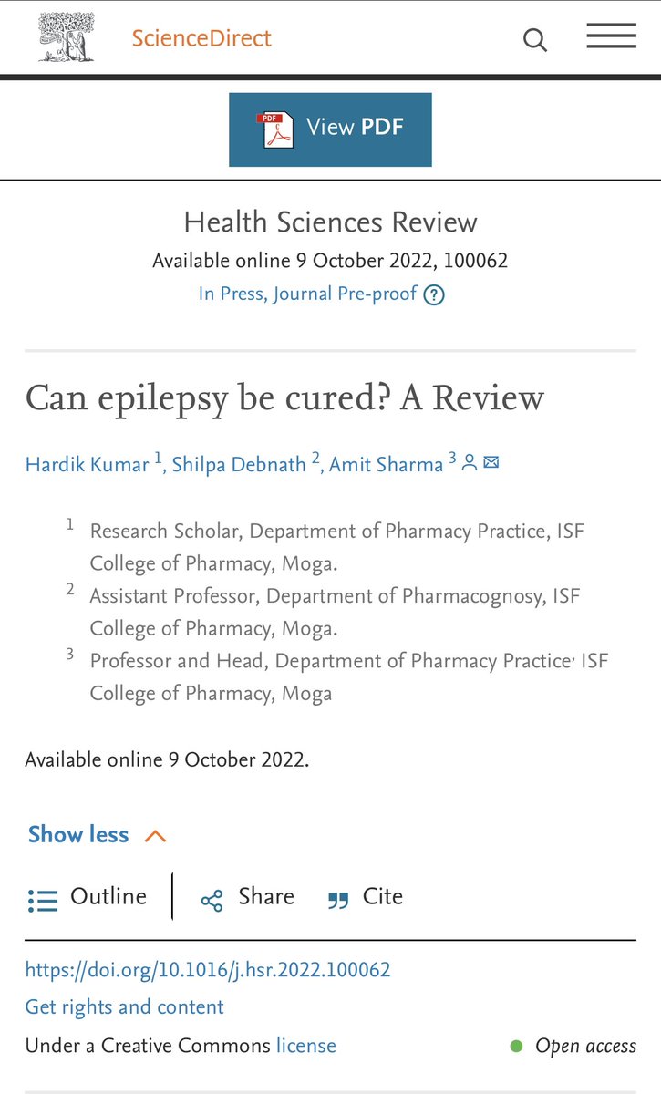 choiceamit's tweet photo. The review paper titled “Can epilepsy be cured? A Review” from my Lab is available online for readers and published in #Scopus and #PubMed Indexed Journal. Congratulations to #Research Scholar• @Harry Singh @Shilpa Debnath. https://t.co/N66NFsR6of