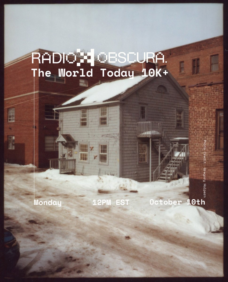 🎙️Join us tomorrow with <a href="/obscuratwt/">The World Today 10k+</a> for 15th week of auctions from TWT Artists <a href="/G_Halpy/">Gregory Halpern</a> <a href="/piravilela/">Rafael Vilela</a> <a href="/nanigutierrez_/">Nani Gutiérrez</a> <a href="/deeptiasthana/">Deepti Asthana</a> <a href="/euniceadorno/">Eunice Adorno</a> <a href="/JorgePanchoaga/">Panchoaga</a>

Next week's gallery is curated by <a href="/ilikethenight_/">Alessandra</a>🗺️

📅Oct 10th, 12pm EST

Set Reminders!⤵️
🔗x.com/i/spaces/1ypJd…