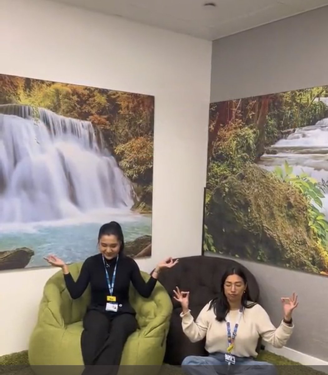 So let’s break down this video shall we? 

Relax pods on every floor!
NHS reality: an elitist doctors mess that has been closed to meet the needs of the hospital