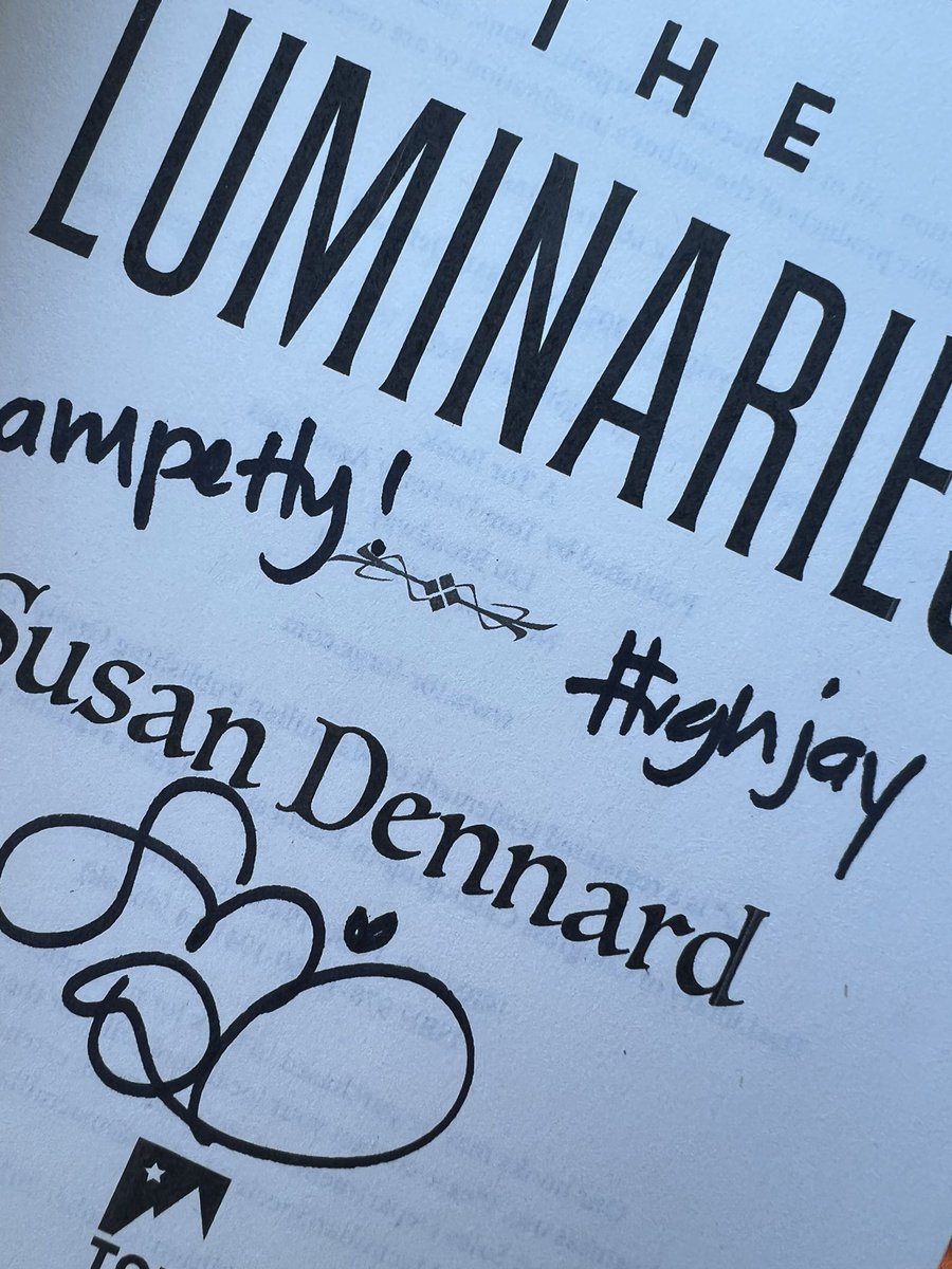 alexish888's tweet photo. Literally turned the page and the dedication SENT ME @stdennard I owe you my life and I’M SO EXCITED TO START READING (this bus home from NYCC is NOT going to appreciate my screaming at any reference to the Twitter days) #TheLuminaries #Luminerd https://t.co/rO7fQlpLZ2