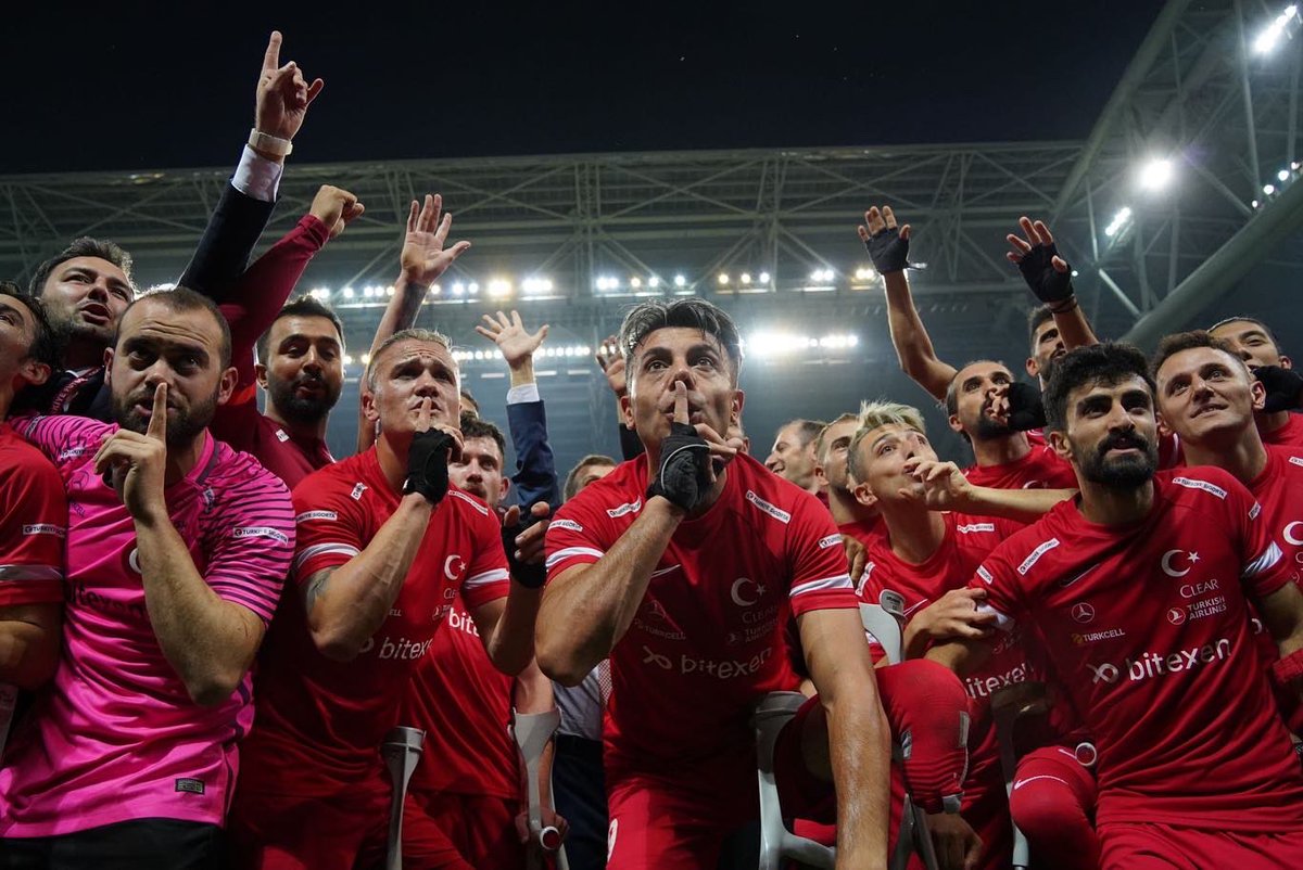 waffworldcup22's tweet photo. Congratulations Turkiye 👏🎉🎊

You have shown us an incredible example of competition and gentle manliness. 
Thank you for your hospitality. 

Amputee Football World Champion is TURKIYE 🇹🇷🏆 https://t.co/kYpJXRoNDE