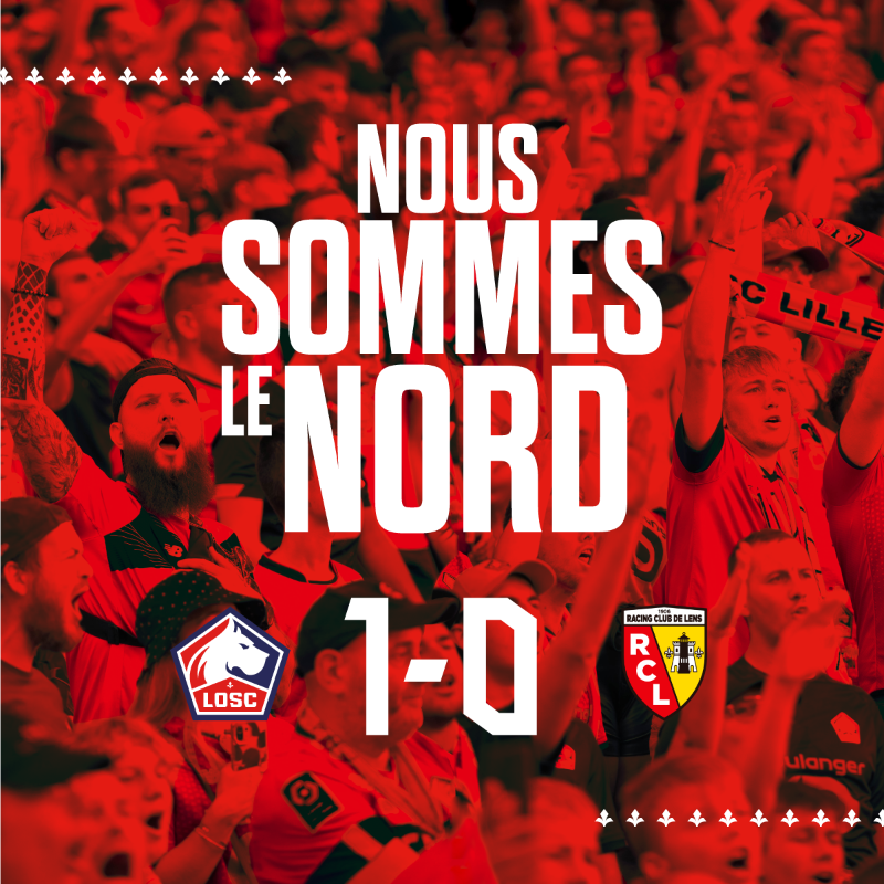 losclive's tweet photo. Nous sommes le Nord ⚜

Et nous sommes fiers d'être Lillois ❤

#LOSCRCL 1-0 | 90'+8