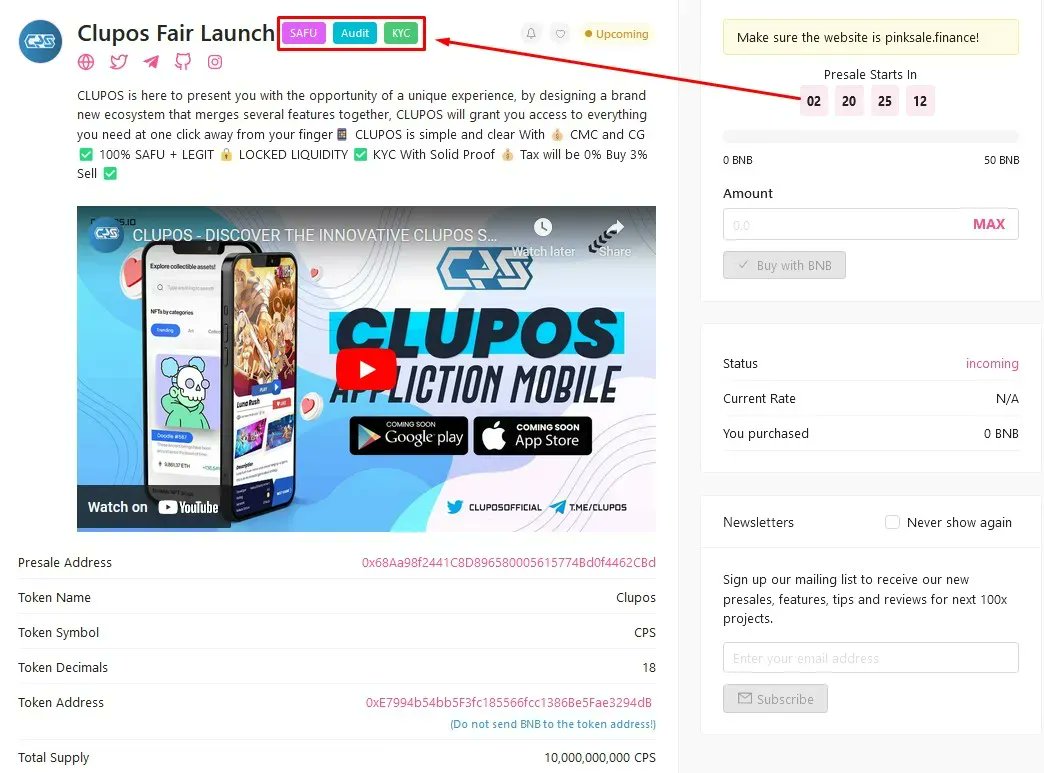 Congrats Clupos for fulfilling the requirements and receiving the #Pinksale #Safu badge.

🔥 The Safu badge requires a #Pinksale trusted developer to control the contract for the first 14 days.

🚀 Check them out below:  

pinksale.finance/launchpad/0x68…