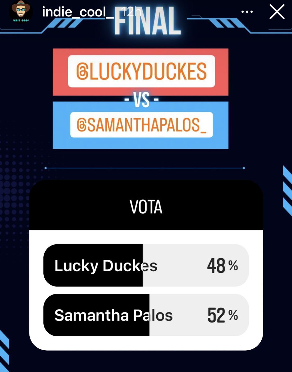 En hora y media se cierran las votaciones y nos daría muuucha pena quedarnos a las puertas de ganar 😢😢😢😢
¡Ayúdanos!
Solo has de votar por nosotros en esta encuesta de Stories:

instagram.com/stories/indie_…