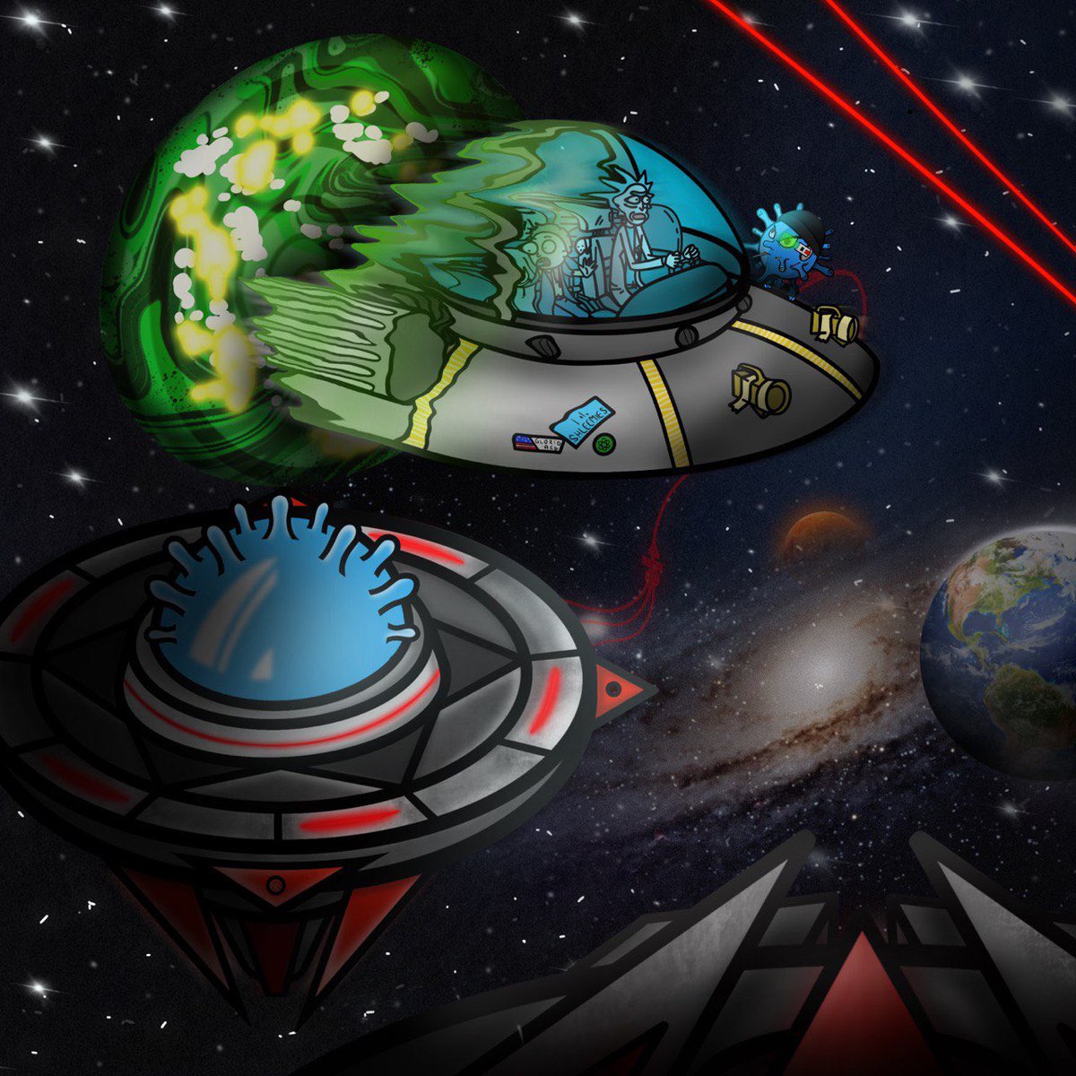 TheCovidiansNFT's tweet photo. GN HUMANS!🌙

MORTY: Rick who are these weirdos?

RICK: They’re called “Covidians” and are going to invade planet Earth ...👽
Oh well we don't give a shit, don't ask anything else.

#NFTs #nft #nftartist #nftart #nftcollector #Rickandmorty #NFTartists #art #ETH #ethereum #Crypto https://t.co/6SoX1Ju1kG