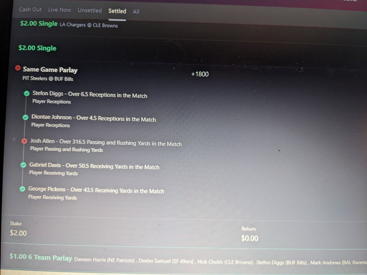PlayAction2021's tweet photo. Alright....  What am I missing....  Pretty sure Josh Allen got this over. Will now need extra money for pain and suffering... @bet365 #NFL #help #bet365 https://t.co/xTz04wemFg