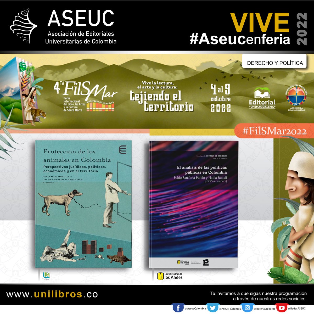 Aseuc_Colombia's tweet photo. Vive #AseucEnFeria Internacional del Libro, las Artes y la Cultura de Santa Marta 📚

➡️Conoce los algunos de los libros para nuestra edición de #AseucPorColombia 🇨🇴

📢Te invitamos a conocer más en https://t.co/dDMiurPMBo y en nuestra redes sociales #filsmar2022 https://t.co/qhfQHSC45s