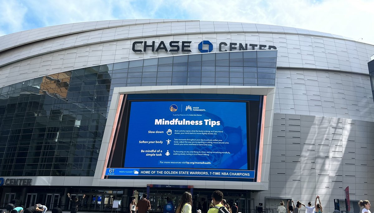 We are out here about to lead a #mindfulness session for World Mental Health Day with the <a href="/warriors/">Golden State Warriors</a> and <a href="/aboutKP/">Kaiser Permanente</a> !