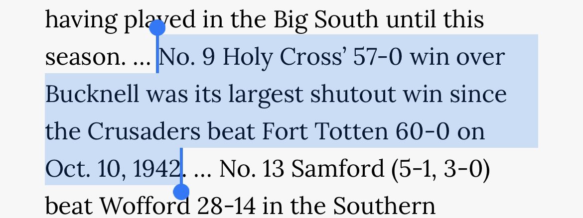 The last time @HCrossFB shutout an opponent this bad, FDR was in his third term in the White House and Bob Cousy hadn’t even scored a point for his high school basketball team. #GoCrossGo https://t.co/JkW1TVPOWQ