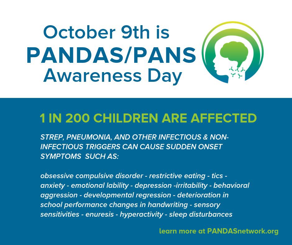 AElikeMe_8's tweet photo. October 9th is PANDAS/PANS awareness day. It is so important to bring awareness as many still go undiagnosed from a lack of understanding and recognition. #PANDAS #PANDASawareness #pandaspanawarenessday #neurology https://t.co/PRZgGO2rka