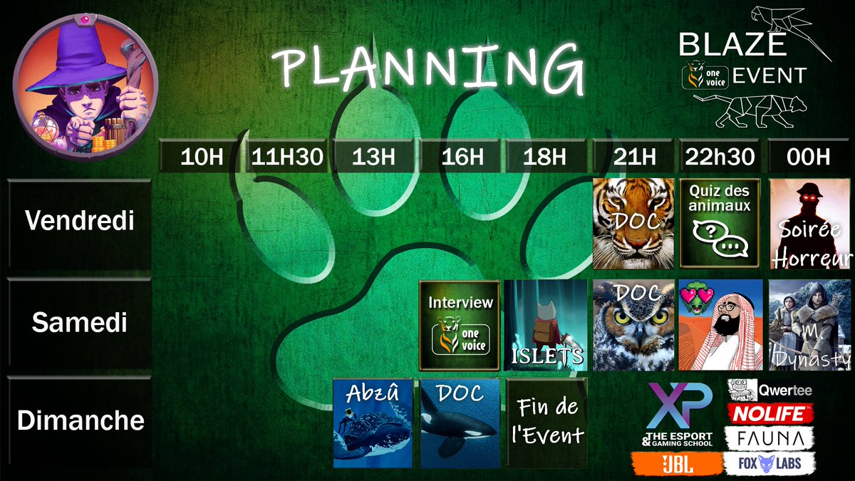 Hamuro_TV's tweet photo. 👑 Le Royaume des fifrelins répondra présent à l'appel du @BlazeEvent du 14 au 16 Octobre, afin de récolter des fonds pour défendre la cause animale pour @onevoiceanimal ! Voici notre Planning ! Nous vous attendrons nombreux et nombreuses ! 💚
#stream #blazeevent #animals https://t.co/Ukk9A1EiPE