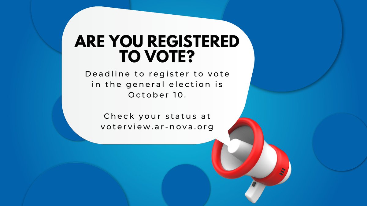 AACF's tweet photo. #Arkansas, your state needs you to vote! Election Day is coming on November 8. The deadline to register to vote is October 10. Find out your registration status here: https://t.co/fKBZjceDzW #arpx #arleg #election2022 https://t.co/nh4JmStX1N