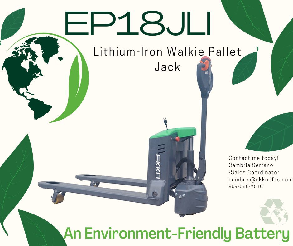 EKKOlifts's tweet photo. EKKO’s #EP15JLi and #EP18JLi Series Pallet Jacks. 3300-4000lb Cap, Lithium-iron Battery 24V/30-40Ah,27x48’’ Forks. Curtis Controller, ON-BOARD CHARGER!
For more info, Visit: https://t.co/WHEJyJAut1 | 877-232-6517 | info@ekkolifts.com #ekkolifts #lithiumbatteriepalletjack https://t.co/Bx2aQpbGlZ