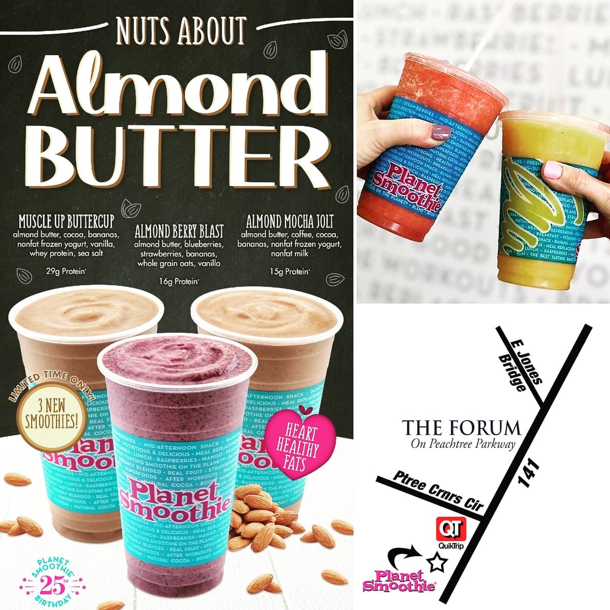 PlanetPtc's tweet photo. Hungry? Enjoy one of our fresh healthy smoothies or bowls today! Use our app for grab and go service! #sundayvibes #atl #norcrossga #gwinnettfood #pcbchurch #wesleyanwolves #peachtreecorners #nails #smoothie https://t.co/kUWsUwIrJV