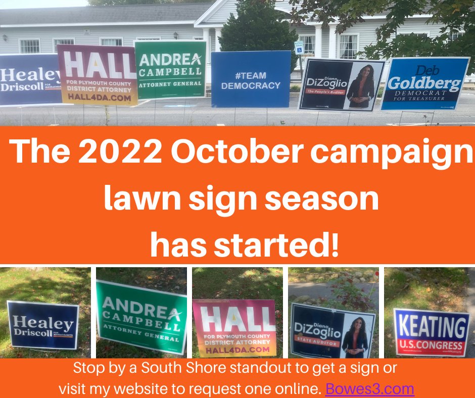 Bowes3's tweet photo. Pick up a #Dem lawn at a standout in #Duxbury #Marshfiled #Norwell #Scitaute to get a sign or visit my website to request one online. https://t.co/acgVIinoDF #MaPoli https://t.co/Fwufl0mbpQ