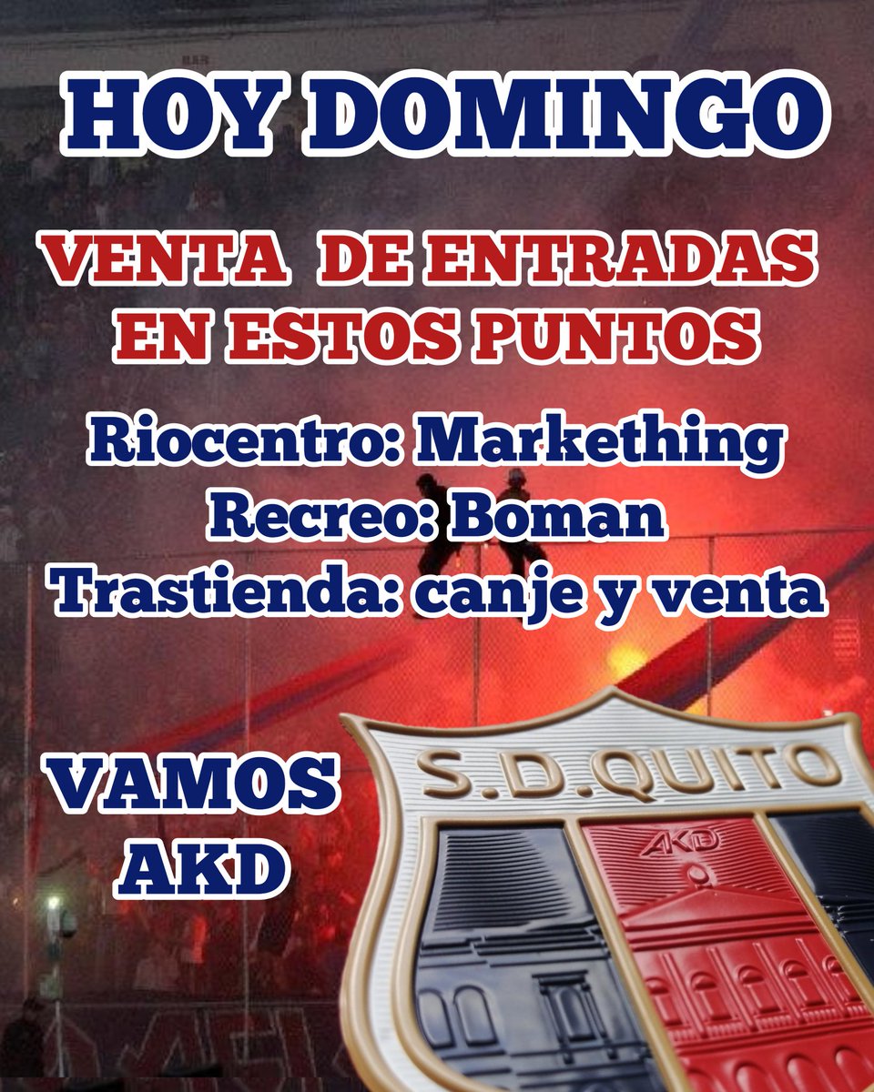 ydalequitodale's tweet photo. 🏟Hoy se sigue vendiendo ya entradas físicas en estos 3 lugares 
👉En #Booman de Recreo
👉En la #trastienda (Bélica y Eloy Alfaro)
👉 En #Markethink CC Río centro
😉OJO: EN LA TRASTIENDA ya puedes canjear tus boletos que compraste en preventa, buen plan etc
💙TODOS AL ESTADIO❤️ https://t.co/q37SscsbJk