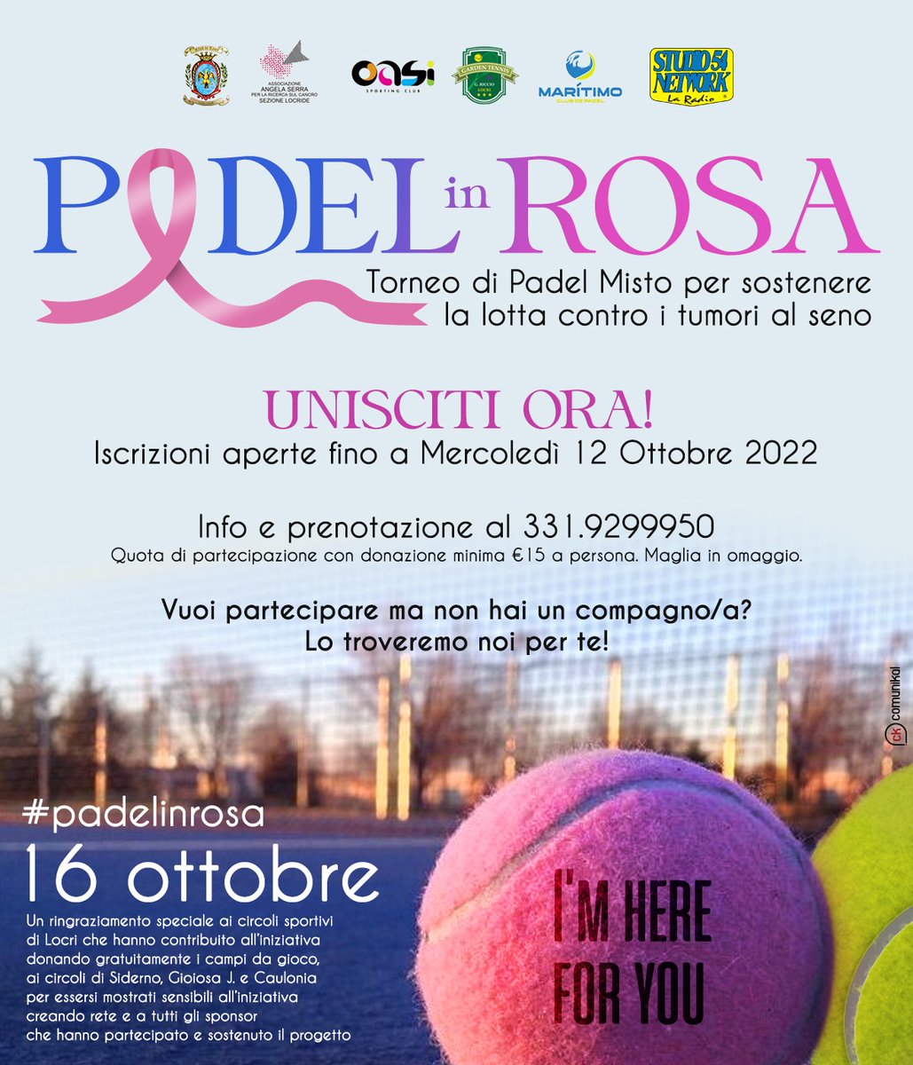 Tutto pronto! Domenica 16 a Locri! #padelinrosa #padel #tumori #tumorialseno #locri