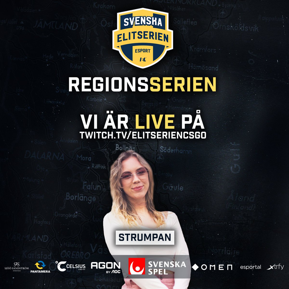 Regionsserien står på schemat tillsammans med <a href="/StrumpanNR1/">Strumpan</a> 🍿

19.00 - nomix 🆚 <a href="/Extasgg/">EXTAS 🇸🇪</a>
20.00 - dekadansen 🆚 Karlssons Angels
📺 twitch.tv/ElitserienCSGO

#SECSGO