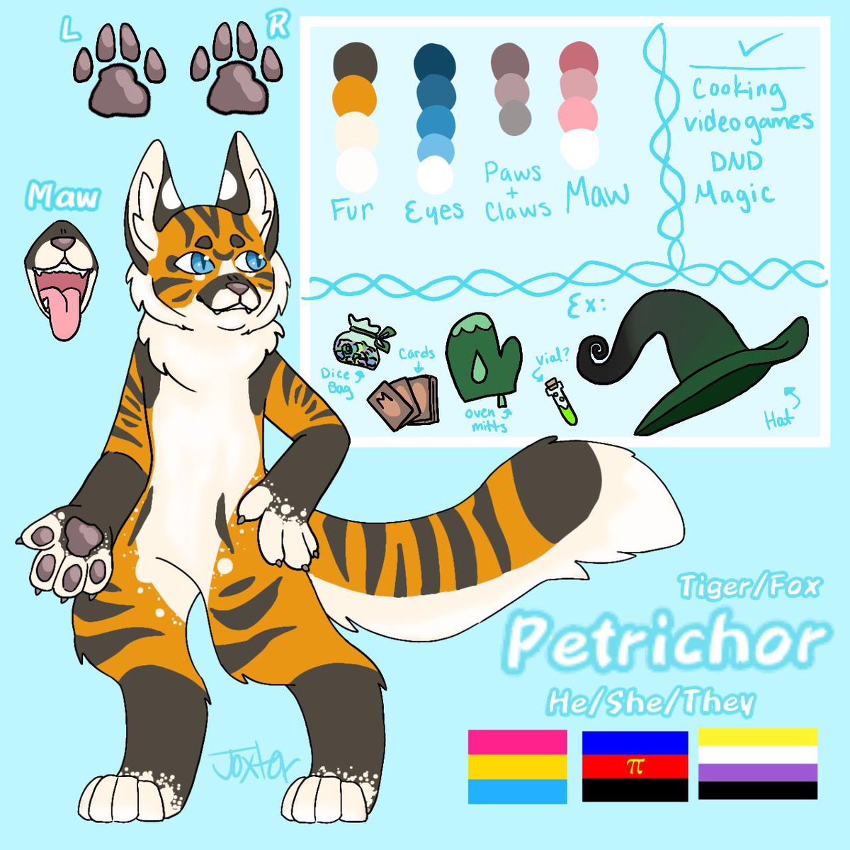 PaddedPet's tweet photo. My current ref for my sona, Petrichor. I don’t have any lewds or anything yet. Art by an irl friend. https://t.co/OOhVs2ZX10