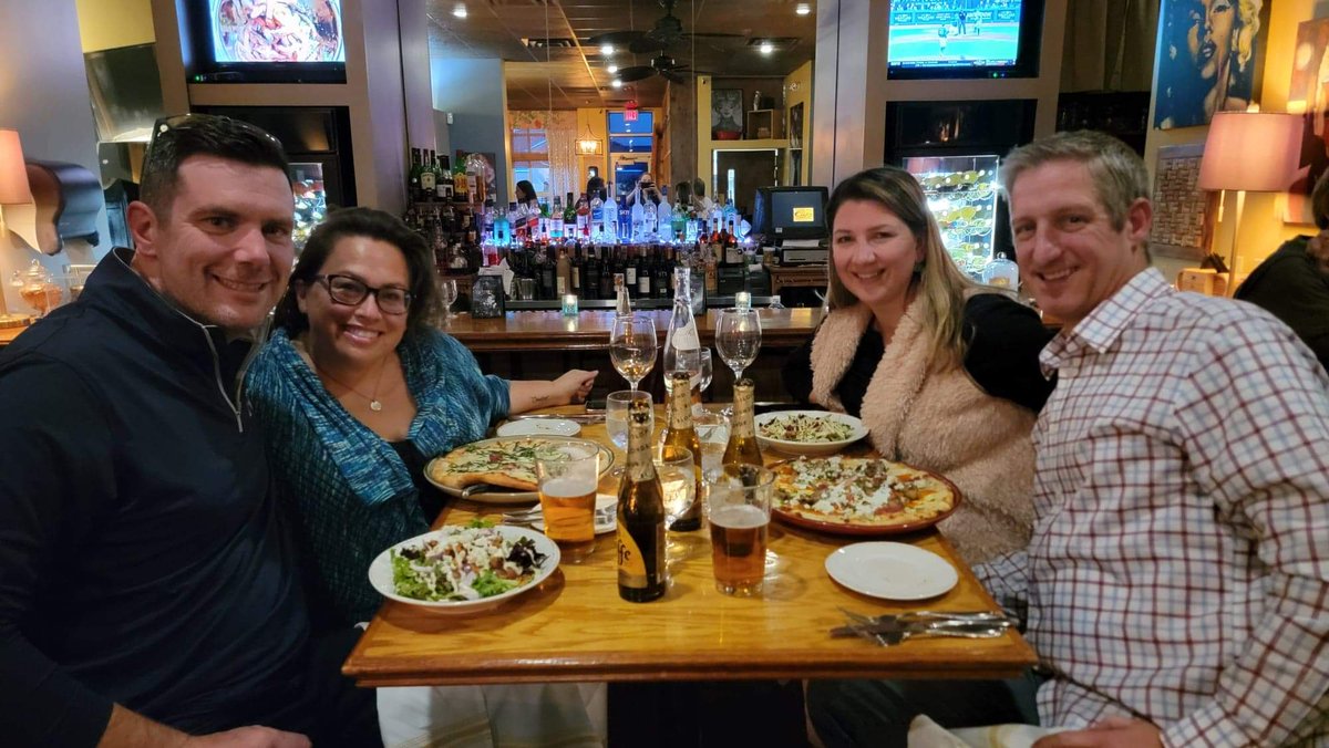 Dops's tweet image. I ❤ double date nights. I also love having a cute spot like @CarmelasBistro closeby to pop into. Whilst I always have a good time with @csfrankland, I especially love wonderful company like @MelanieKDawkins and @rustywx... the lovely rosé was just the cherry on top. Cheers!🍷