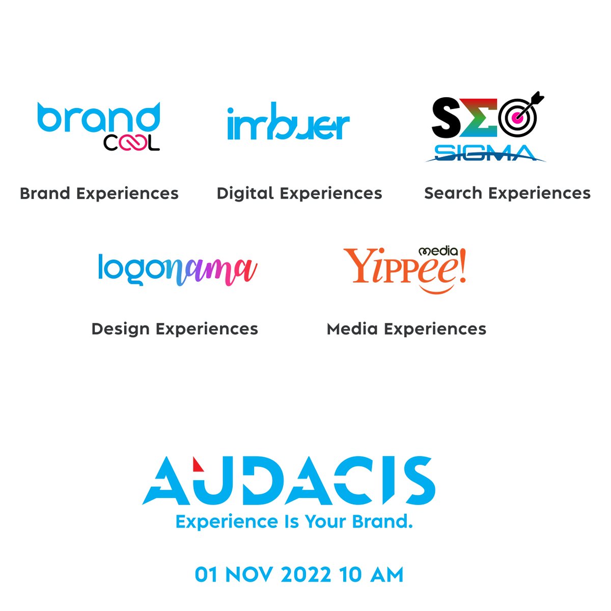 virtuos's tweet photo. #Audacis will be unveiling five new services.
#Brandcool — the brand names and domains
#Imbuer — The Web and Interactive Experiences
#SEOSigma — The Search Engine Optimization
#Logoname — Design great logos using #logonama
#YippeeMedia — The Complete media Management https://t.co/CCXCNjLbVp