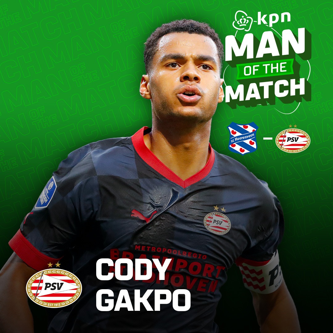 ESPNnl's tweet photo. Deze 5️⃣ uitblinkers zijn vandaag verkozen tot KPN Man of the Match! 🔥

🏅 Rémy Vita (@FortunaSittard)
🏅 Cody Gakpo (@PSV)
🏅 Dávid Hancko (@Feyenoord)
🏅 Myron van Brederode (@AZAlkmaar)
🏅 João Virgínia (@SCCambuurLwd)

#vitfor #heepsv #feytwe #utraz #gaecam