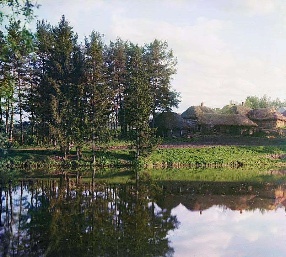 Большой пруд и деревня Ясная Поляна. май 1908 год Фото: С.М. Прокудин-Горский #ИсторияРоссии #История2_0 #Фотоистория