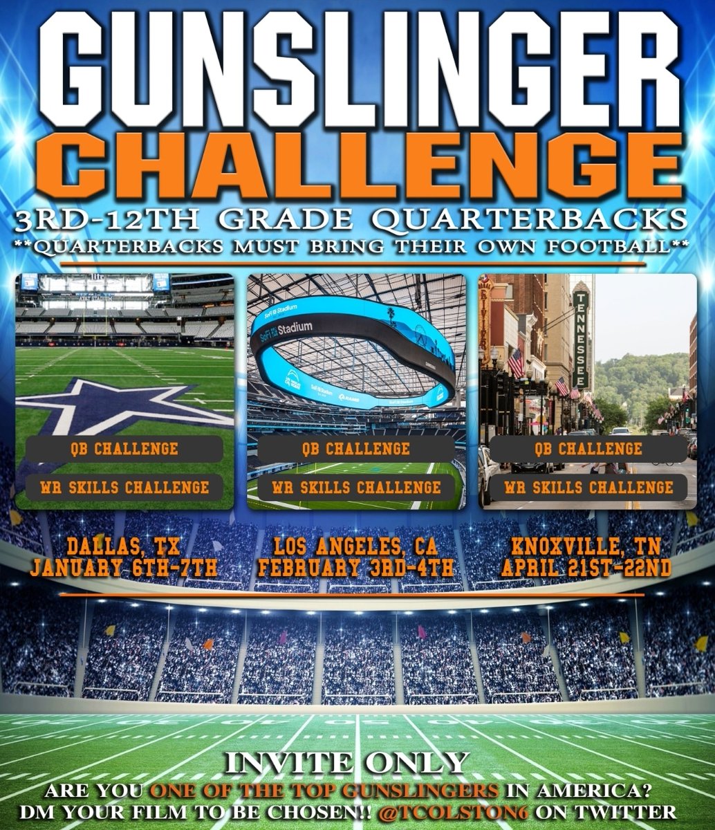 Thank you <a href="/TColston6/">Gunslinger QB Challenge</a> for the invite. Look forward to completing against some of the best! 🏈💪🎯 #gunslingers. <a href="/806hsscmedia/">Jasone Pearson</a> <a href="/PrepRedzoneTX/">Prep Redzone Texas</a> <a href="/QBHitList/">QBHitList.com</a> <a href="/Rivals/">Rivals</a> <a href="/TrustMyEyesO/">⭕️FFERTUNITY</a> <a href="/thewtpa/">The West Texas Passing Academy 🌵</a> <a href="/Dvd1034/">Doug Duncan</a> <a href="/LoneStarPrepsTX/">TX Prep Varsity</a> <a href="/TXTopTalent/">TX TOP TALENT</a> <a href="/QuincyLCarter/">QUINCY CARTER</a> <a href="/Elite11/">Elite11</a>