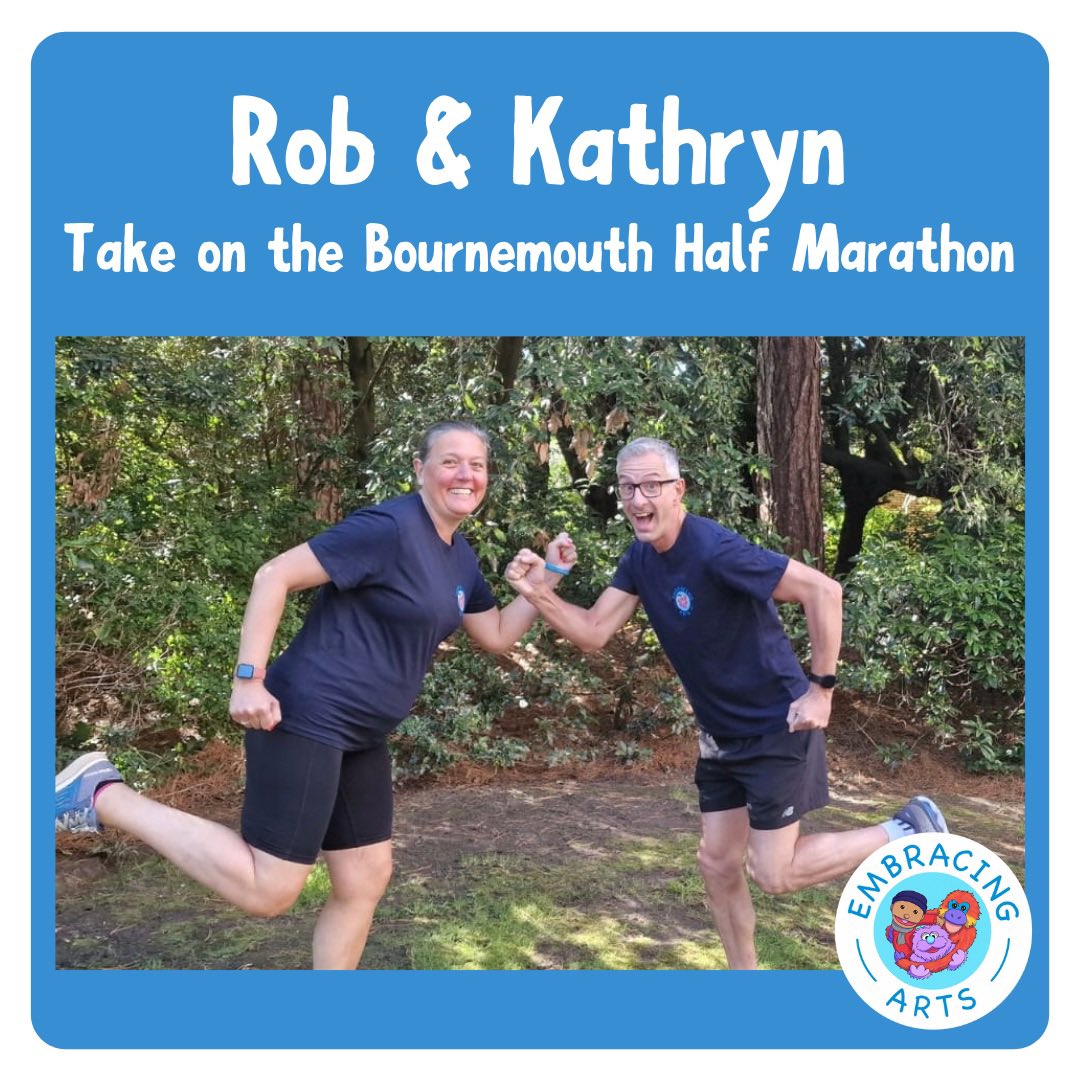 ArtsEmbracing's tweet photo. A HUGE congratulations to the amazing Rob &amp; Kathryn who both completed the #BournemouthHalfMarathon today for Embracing Arts!!

What an incredible pair - thank you both so much for supporting our small charity in our mission to “Make Inclusive Arts Accessible to All”… https://t.co/NMRkNjciCZ