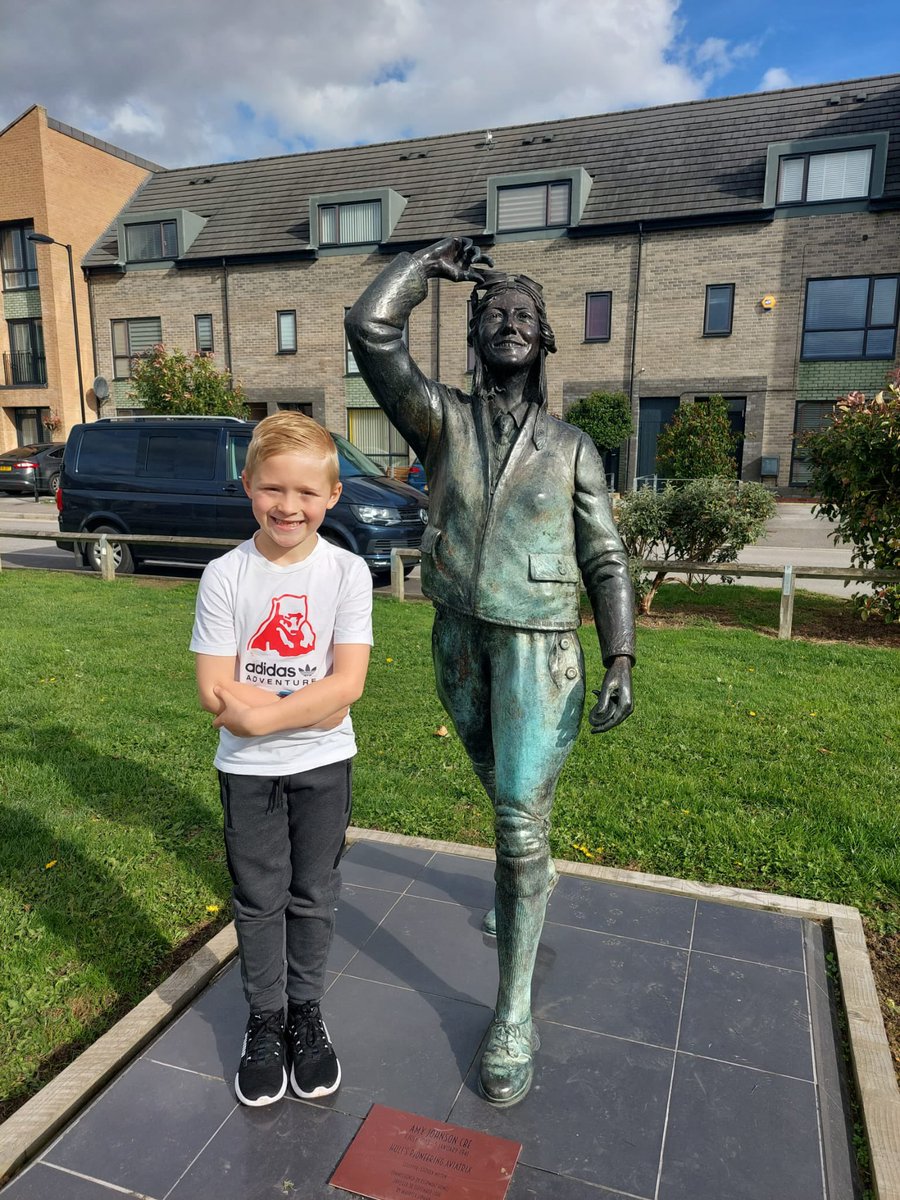 Em_H_2's tweet photo. @wclpsyear2 @WCLPS George has really enjoyed learning about Amy Johnson. Today he went to see her house and her statue in Amy Johnson Square ✈️ https://t.co/KNZBIWigXQ