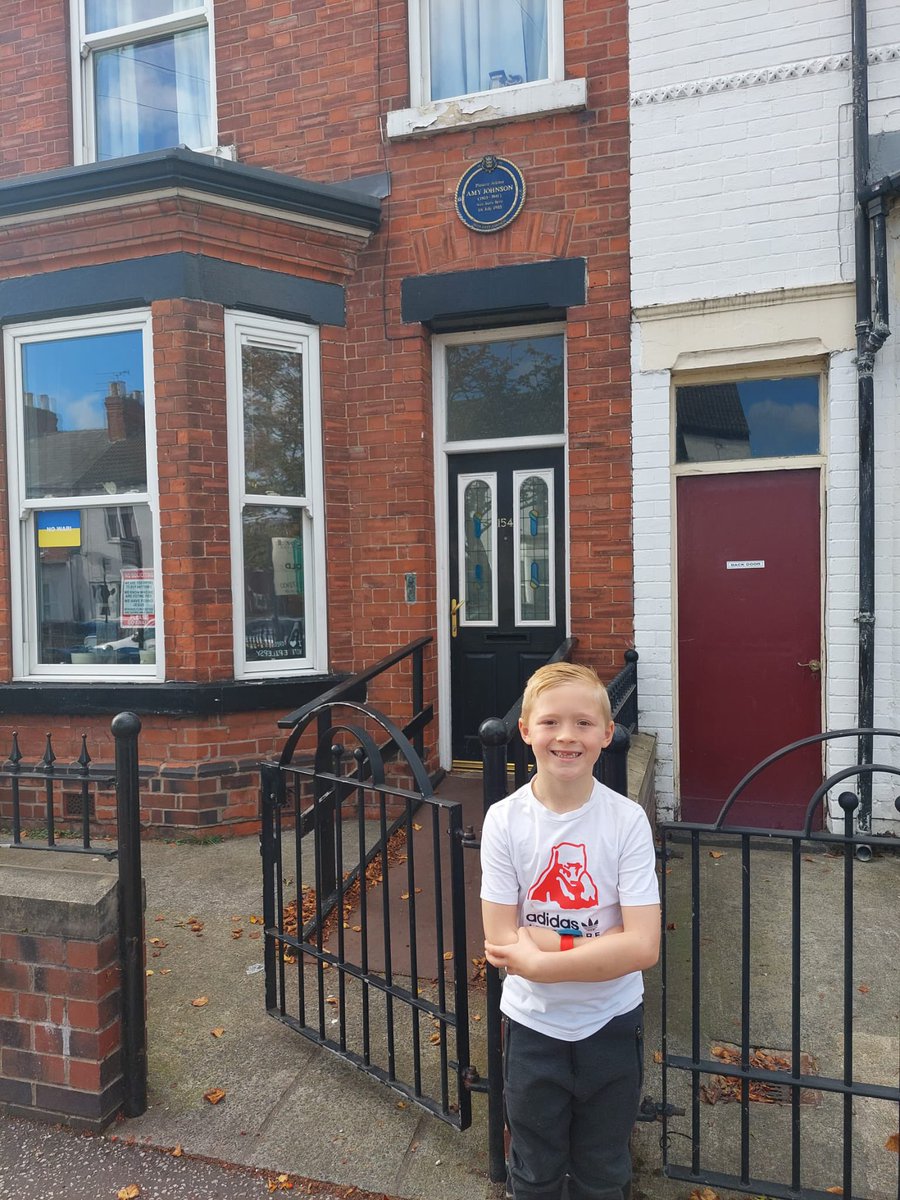 Em_H_2's tweet photo. @wclpsyear2 @WCLPS George has really enjoyed learning about Amy Johnson. Today he went to see her house and her statue in Amy Johnson Square ✈️ https://t.co/KNZBIWigXQ
