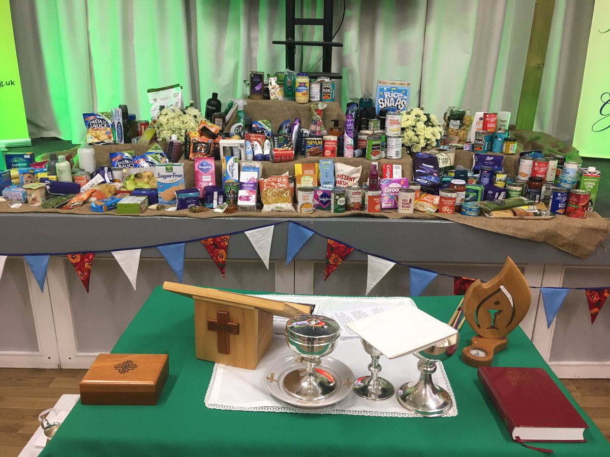 ChurchBlackpool's tweet photo. Thank you for all the wonderfully kind donations for our harvest festival today at Freedom Church. 
All will be safely delivered to Care &amp; Share In the next few days. https://t.co/BfMDodled4