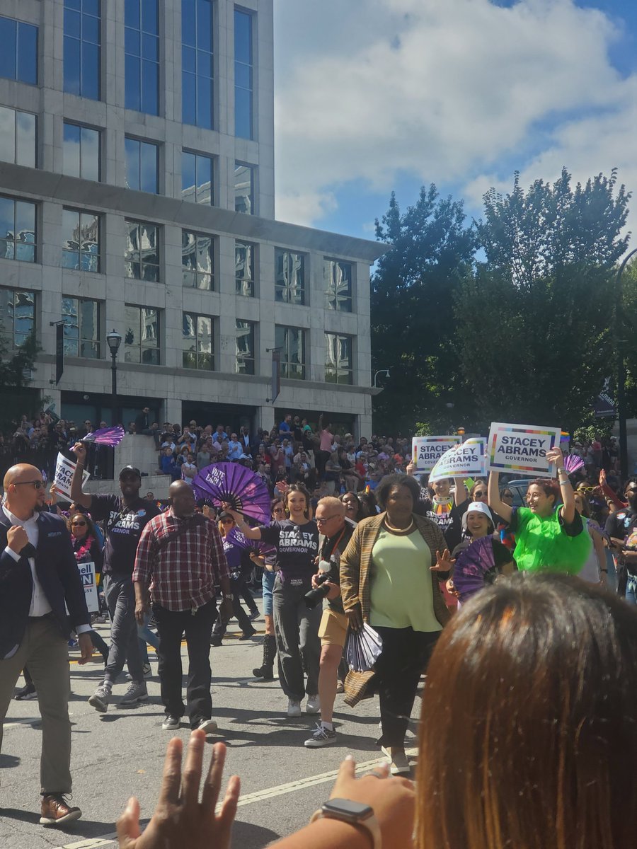 Sens. Ossoff and Warnock and Stacey Abrams in the parade #AtlantaPride