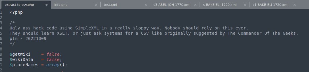PaulMadley's tweet photo. My original task was to get an ID from a bunch of XML files, saving as CSV with the IDs and filenames.
But then it got way more complicated with lots more data requested. Not all the files parse, & my XML Fu is weak.
One of my hats says 'Senior Dev' ๐คฆ
#PHP #XML #HACKTASTIC https://t.co/NGJo6d12xm