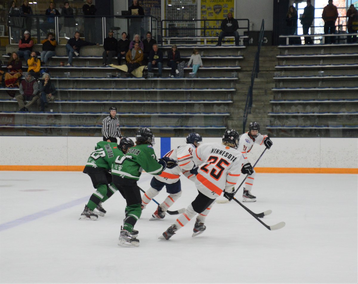 MinnHockeyHP's tweet photo. Boys 14U- The Voyageurs and Green Giants faced off for the champion title and the energy inside the rink was INSANE. 

With a quickly earned overtime goal, the Green Giants win 3-2. https://t.co/67yP8Tn7eR