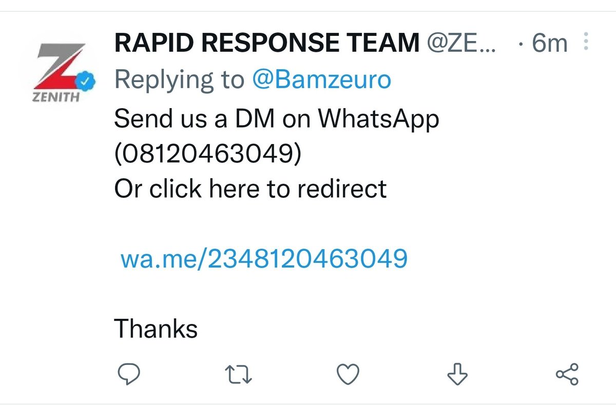 Bamzeuro's tweet photo. beware of this zenith tweeter  account . it is a 419 , who respond as a zenith rapid response team https://t.co/4SmQaAuJOp