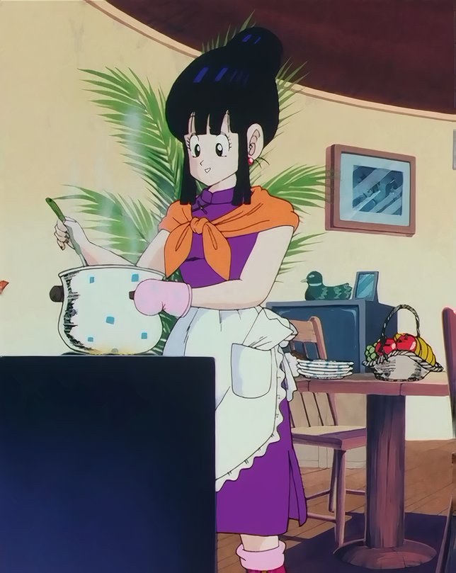 Oxking_Daughter's tweet photo. Chi-chi was making dinner as she hummed to herself wondering what goku and her son's were up to. https://t.co/2mBfbwdXN8