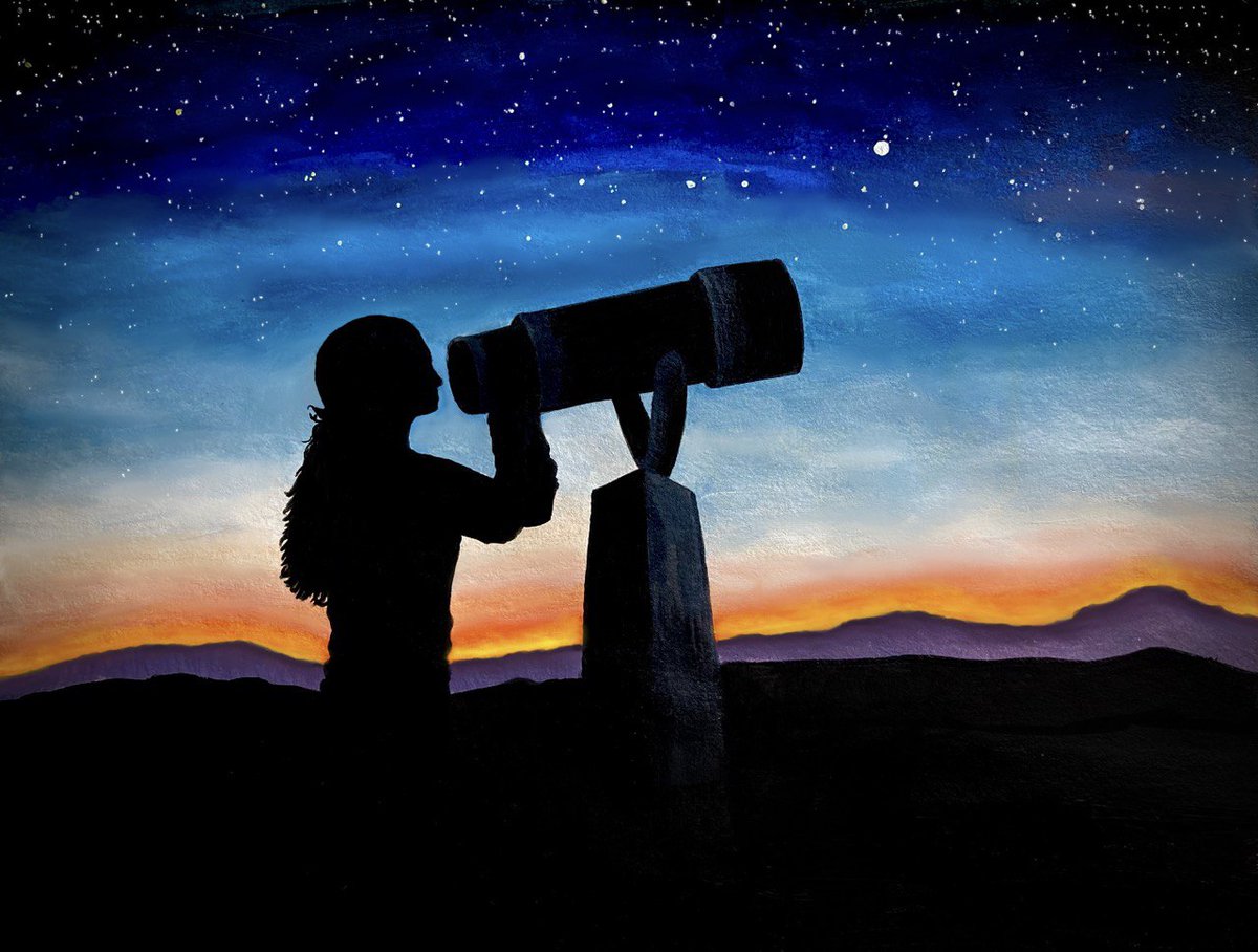 ETsaprazi's tweet image. So delighted to have finished this piece! Something I&apos;ve been looking forward to for a long time, but now it&apos;s done and words can&apos;t describe how happy I am!  #painting #astronomy #WomenInSTEM #telescope