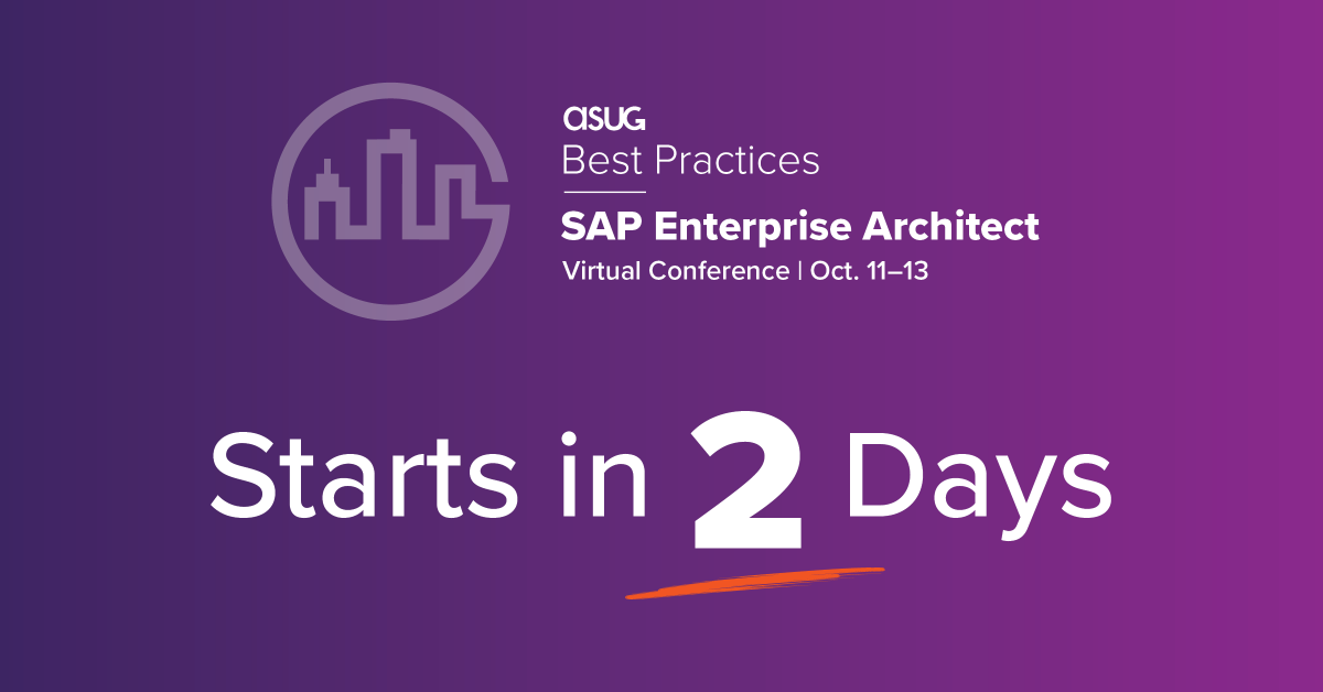 ASUG_SAPEAM's tweet photo. Are you excited? We're only two days away from #ASUG Best Practices: #SAP Enterprise Architect! #TransformYourEnterprise https://t.co/9riqdhys2t