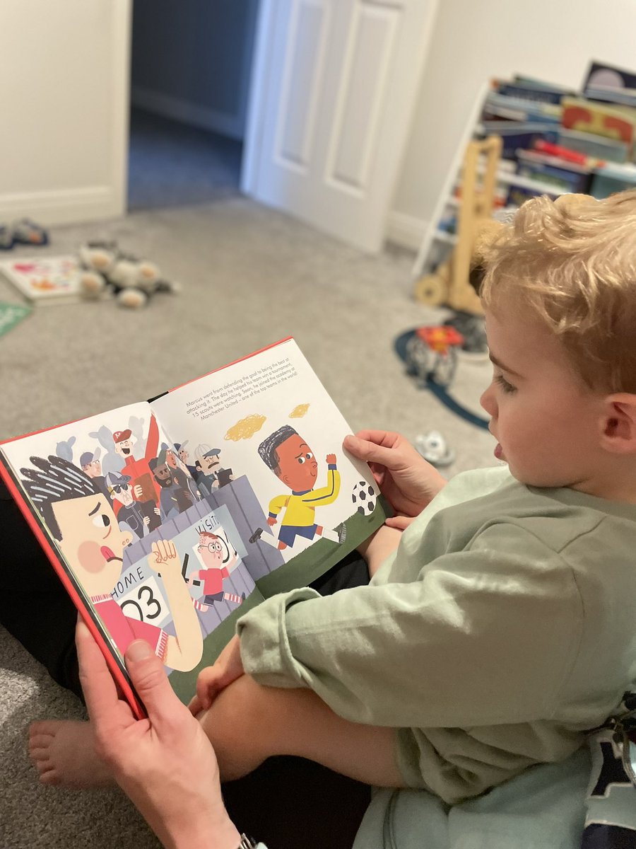 jhedgley's tweet photo. @MarcusRashford Starting him young. ⚽️ Rory enjoying your Little People Big Dreams book. @Stuart_D_J https://t.co/NrwsyV2VoC