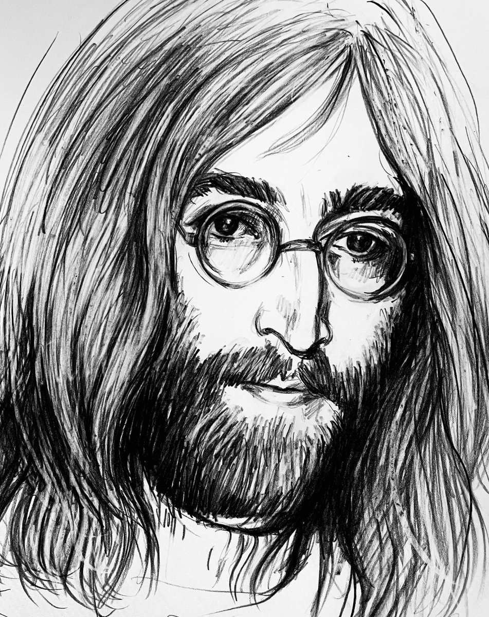 Pencils out for John Lennon on his birthday, Oct 9, 1940. Senselessly shot and killed Dec 8, 1980. “All we are saying is give peace a chance,” John and Yoko in words and song, July 1969. <a href="/johnlennon/">John Lennon</a> <a href="/yokoono/">Yoko Ono</a> #drawing