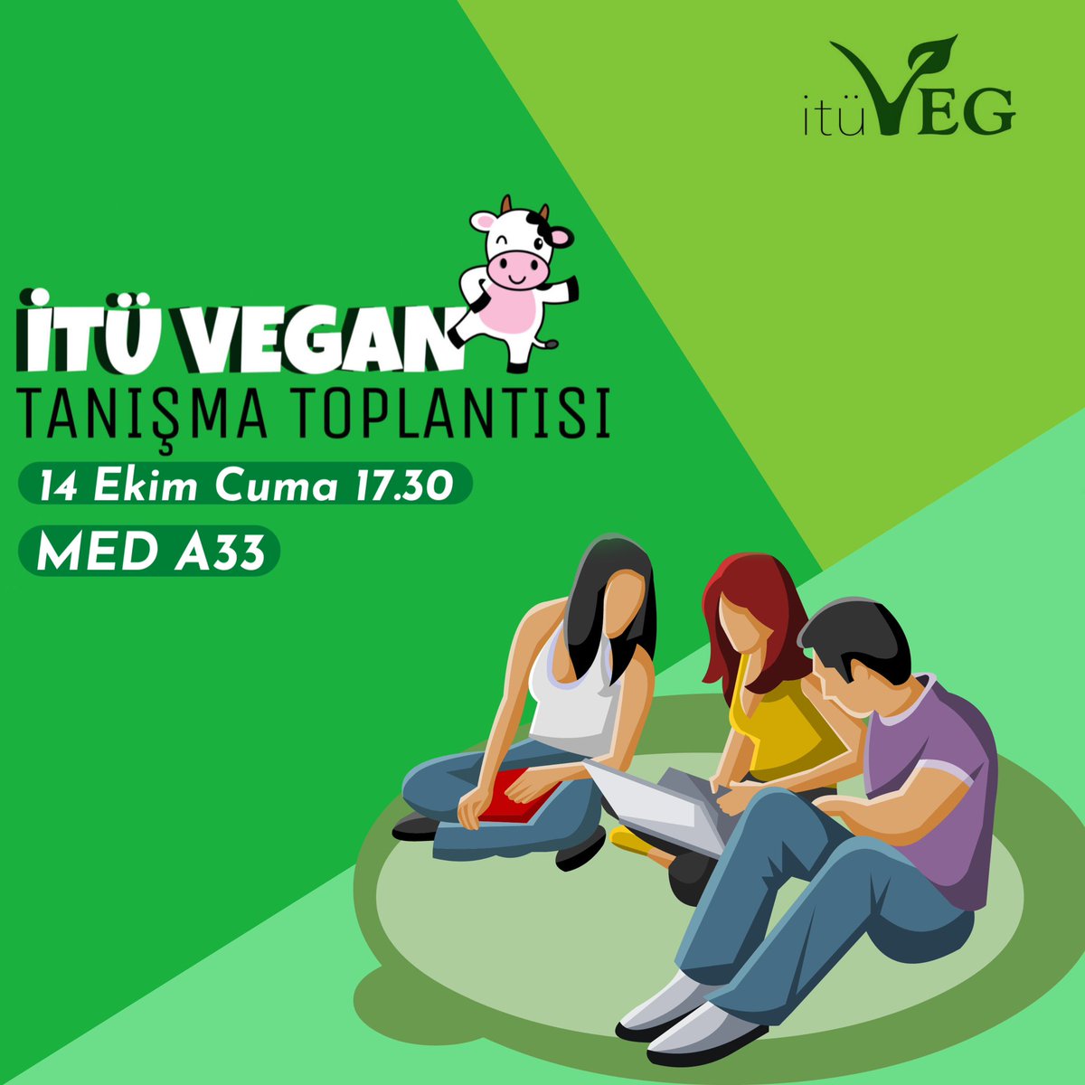 ituveg's tweet photo. Vegan Kulübünde yeni arkadaşlıkların başlayacağı ilk gün, tanışma toplantımız geliyor! Hayvanlar için, Gezegen için, Yaşam için, sen de gel tanış olalım 🌻

14 Ekim Cuma saat 17:30 Med A33 🤗 https://t.co/WZiMOzVYkX