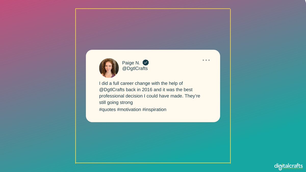 DgtlCrafts's tweet photo. Thank you for the kind words, Paige. Congratulations on your success!
#codenewbie #100daysofcode #codingpics #womenintechnology #diversityintech #entrepreneurship #codeismylife #javascript #reactnative #alum #alumni #appreciation #appreicationpost https://t.co/GotqtGE2ql