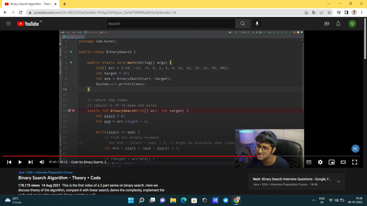 Vishwask_22's tweet image. Hey Guys! On Day15-17 of my #100DaysOfCodeChallenge, am solved 1 #BinarySearch problem taught in the lecture of @kunalstwt #DsaJava Bootcamp and am slowly progressing his lec-10 because I was working on #OpenSource contributions read & starred many repos for my contributions.