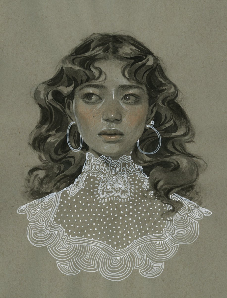 "Ink Study No. 4," ink &amp; colored pencil on toned paper, 2020.
