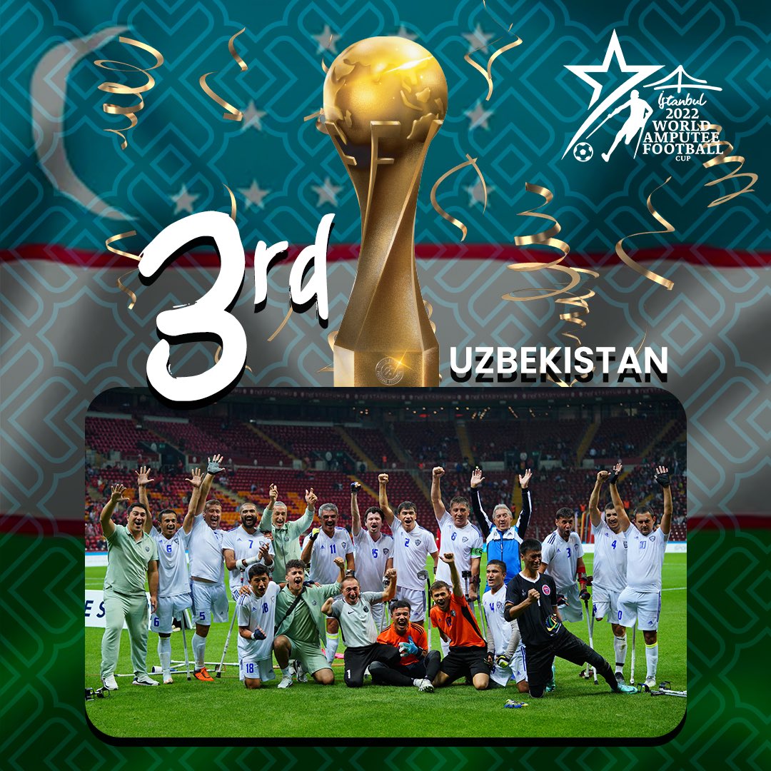 waffworldcup22's tweet photo. 🥉place winner of Amputee Football World Cup 2022!

🇺🇿 Uzbekistan 🇺🇿

#BizDahaFazlasıyız
#WeareMore #WAFFWorldCup2022 #İstanbul2022 https://t.co/WpuljkWMWl