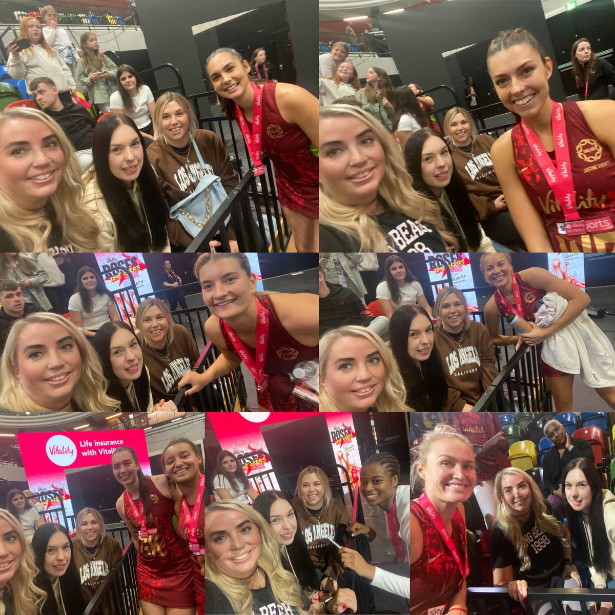 kat2801's tweet photo. A full set of @EnglandNetball Roses from the Uganda series and some Ugandan She Cranes. Thanks all ππΌ #ENGvUGA https://t.co/k8sx63Q6jr