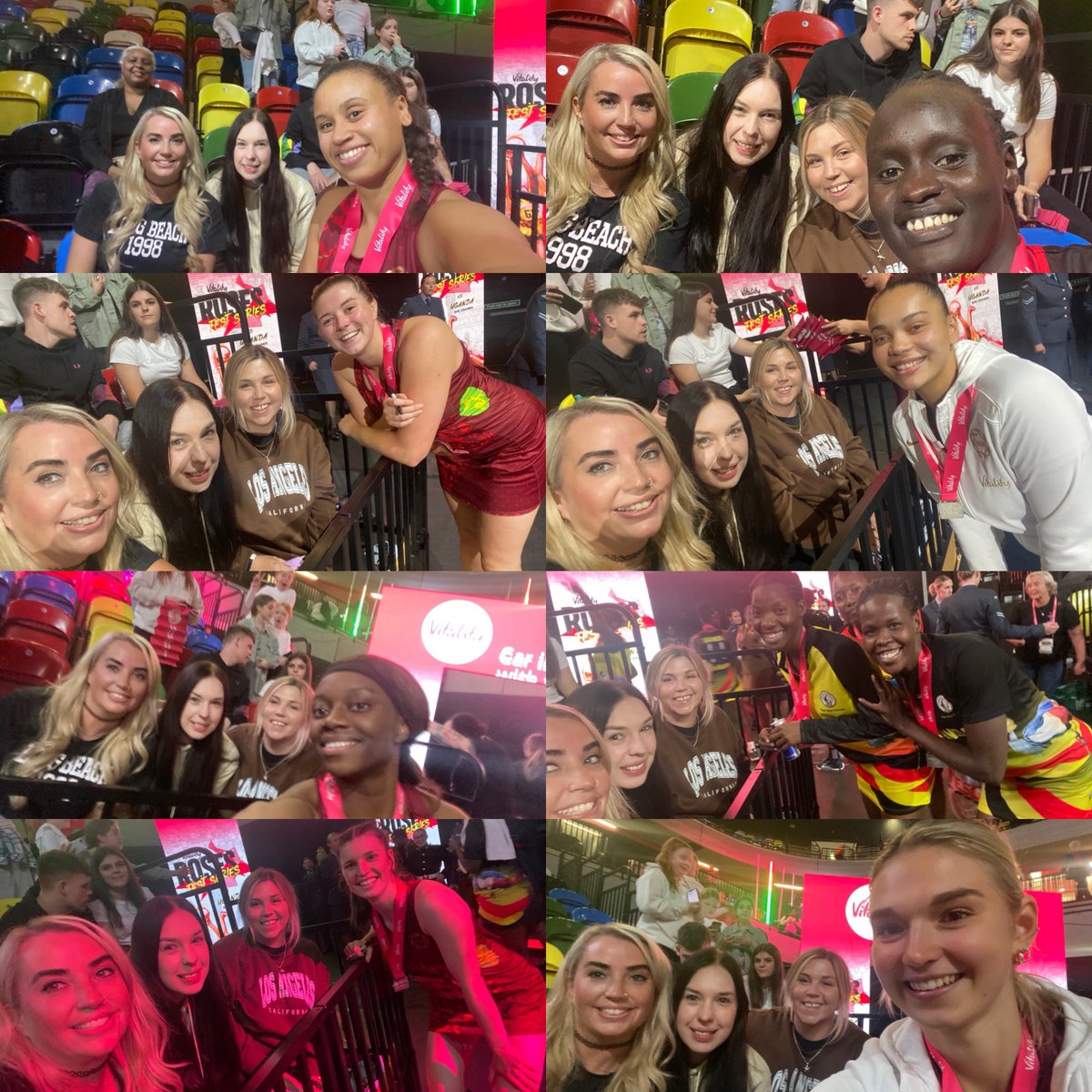 kat2801's tweet photo. A full set of @EnglandNetball Roses from the Uganda series and some Ugandan She Cranes. Thanks all ππΌ #ENGvUGA https://t.co/k8sx63Q6jr