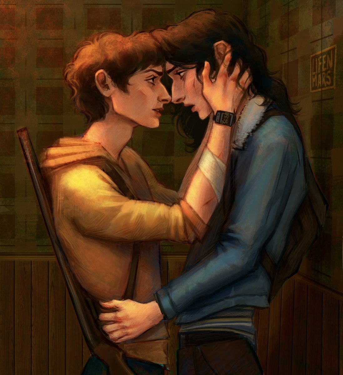 lifenmarss's tweet photo. Apocalyptic au comission for @starkcrushed15 
Thanks for trusting in my work!

#Byler #StrangerThings https://t.co/HjsTKziluF